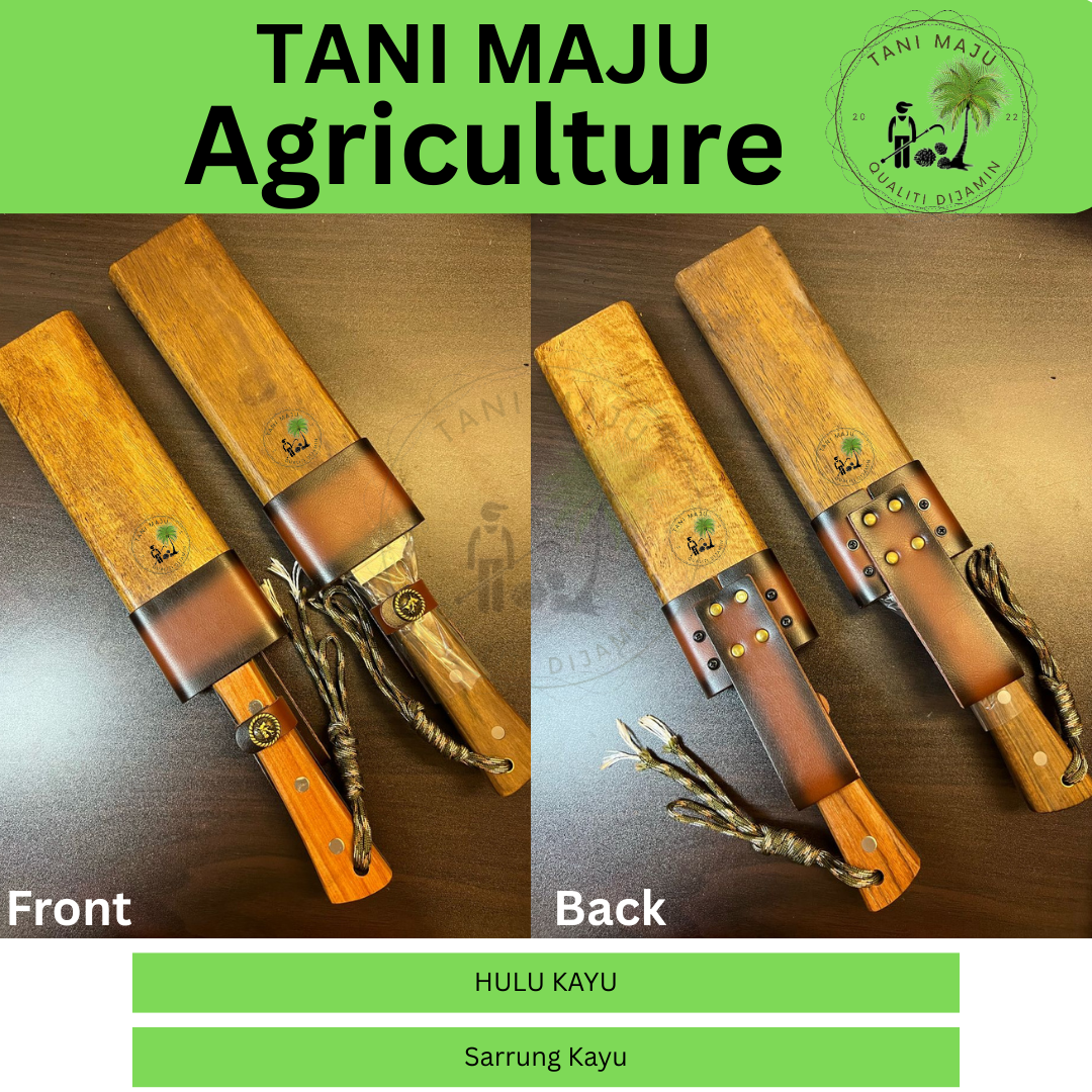 MODEL 370-371 / Pisau Tebas Tebal Keluli Spring Forged | Ketahanan Tinggi | Sarung Kayu Asli | Alat Pertanian & Aktiviti Luar