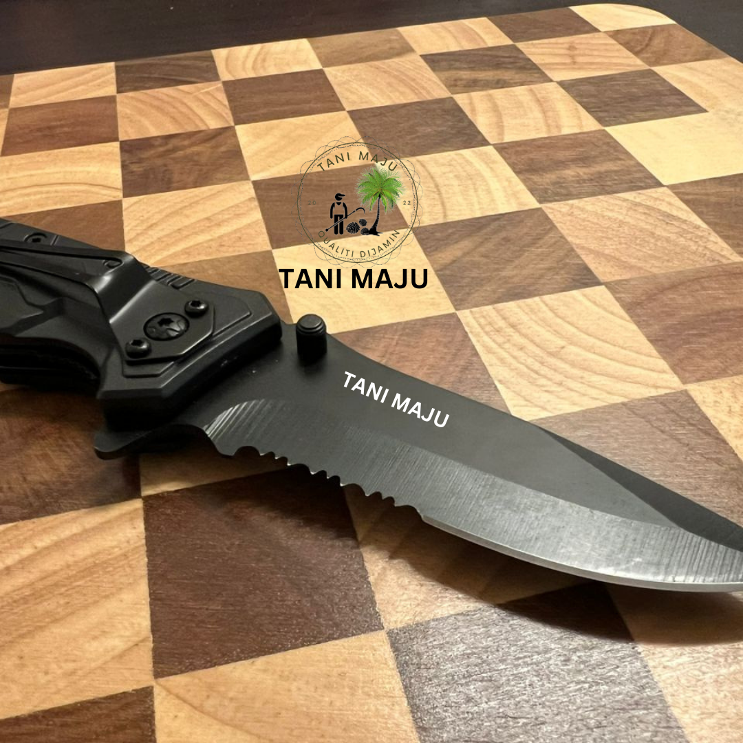 Model 297.2 / Pisau Lipat Taktikal Outdoor Warna Hitam | 8.5cm Bilah Tajam + Pemegang 11cm