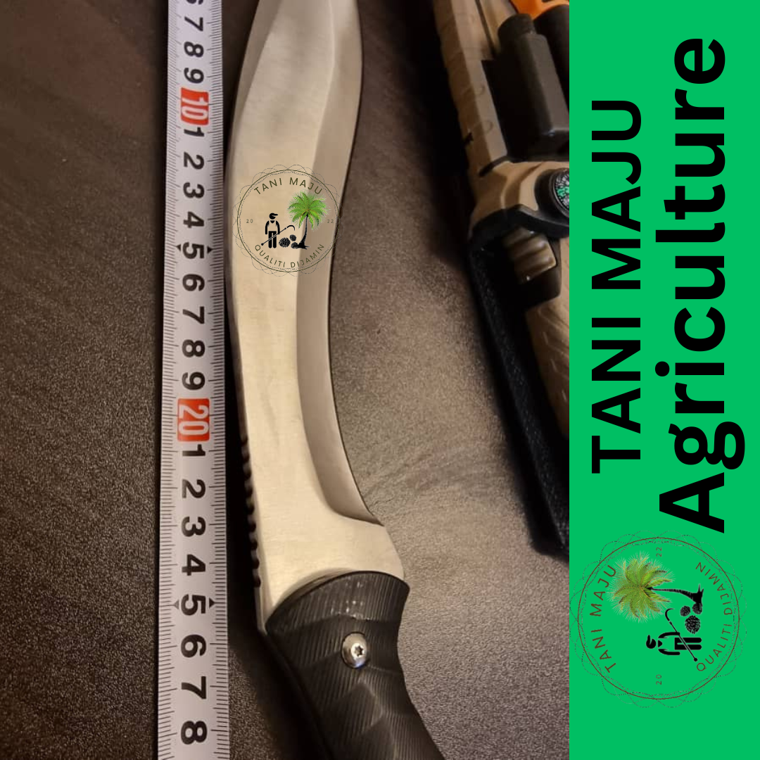 Model 306 / Pisau Ladang Bengkok 40cm – Baja Karbon + Sarung PERCUMA