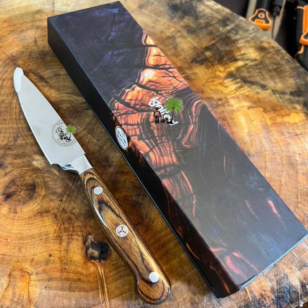 (Model 286) Multi-Purpose Fruit Knife with Golden Wood Handle