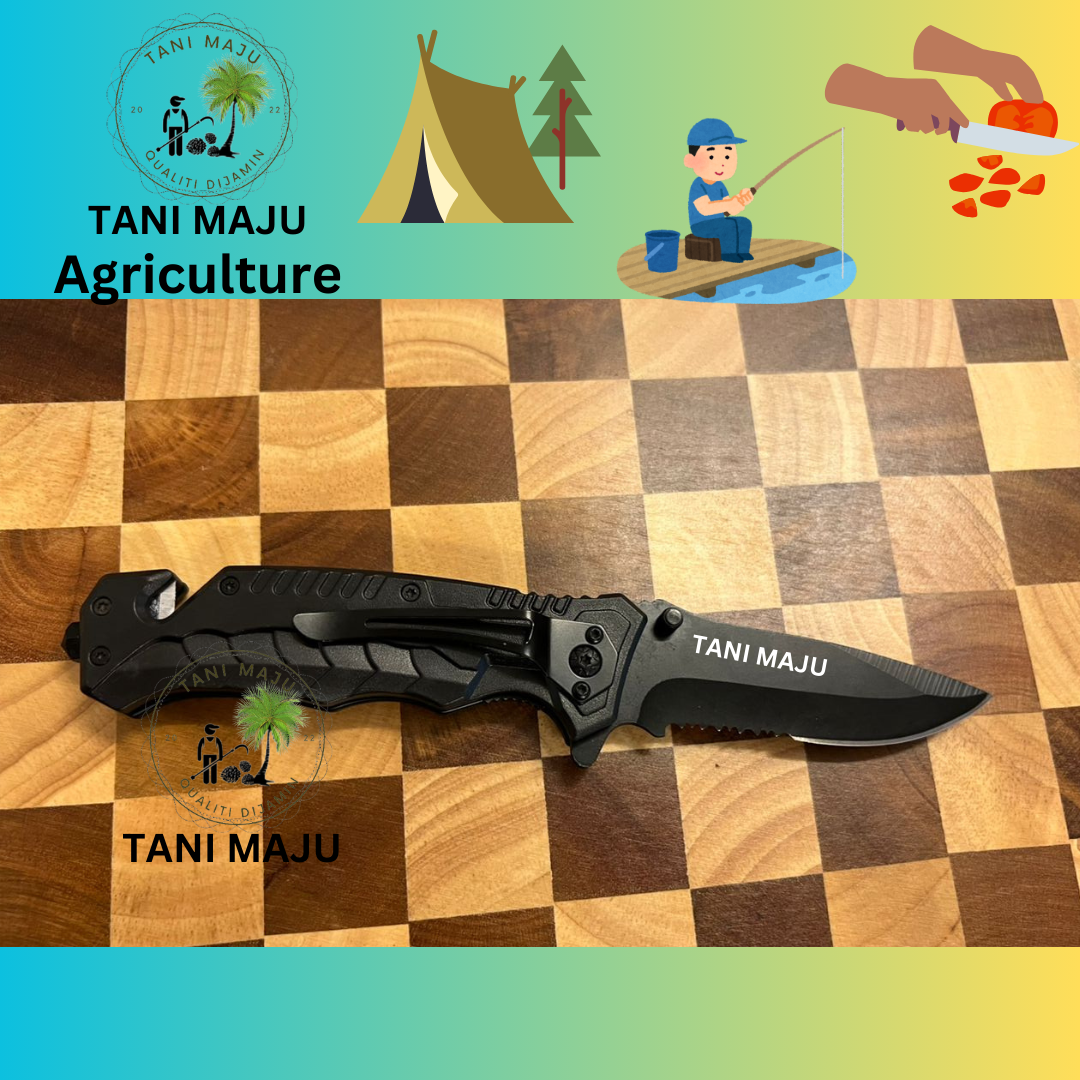Model 297.2 / Pisau Lipat Taktikal Outdoor Warna Hitam | 8.5cm Bilah Tajam + Pemegang 11cm