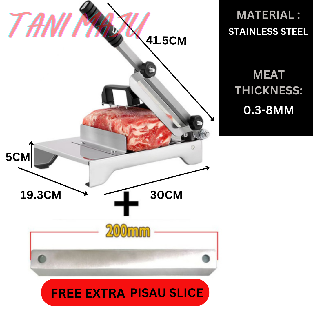 Stainless Steel Meat Slicer Manual Adjustable Frozen Meat High Quality Mutton Beef Mesin Potong Hiris Daging (MODEL 245)