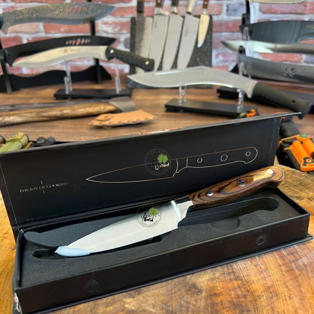 (Model 286) Multi-Purpose Fruit Knife with Golden Wood Handle