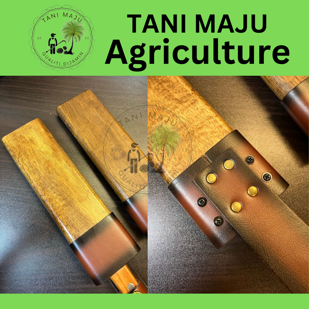 MODEL 370-371 / Pisau Tebas Tebal Keluli Spring Forged | Ketahanan Tinggi | Sarung Kayu Asli | Alat Pertanian & Aktiviti Luar