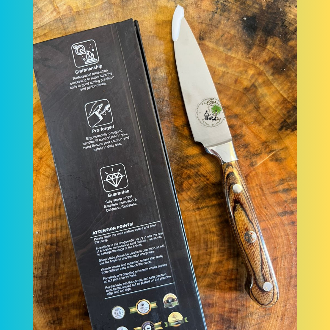 (Model 286) Multi-Purpose Fruit Knife with Golden Wood Handle