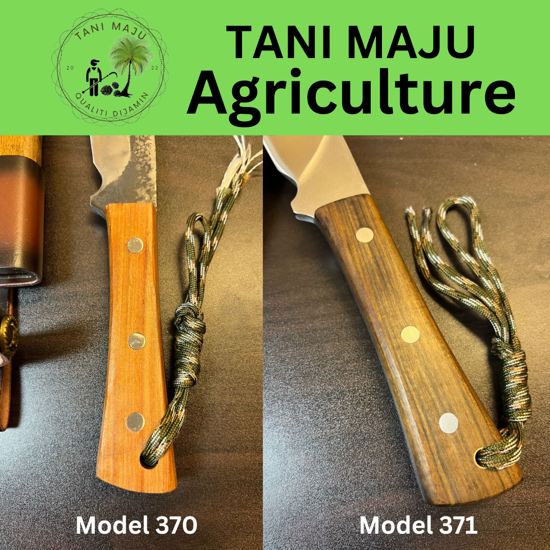 MODEL 370-371 / Pisau Tebas Tebal Keluli Spring Forged | Ketahanan Tinggi | Sarung Kayu Asli | Alat Pertanian & Aktiviti Luar