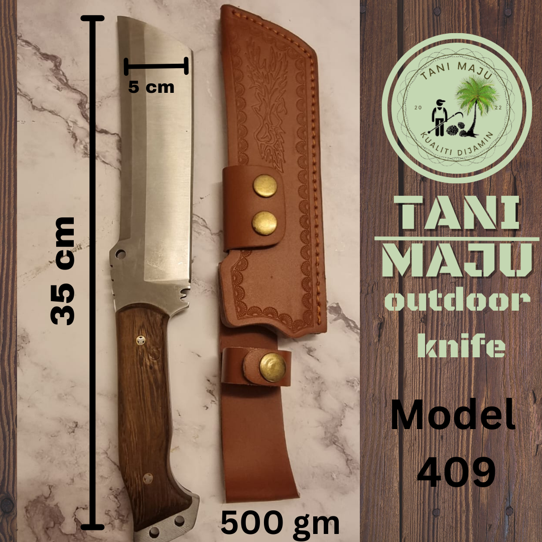 Model 409 (Pisau Potong Kayu & Buluh Tajam untuk Camping Hiking & Survival)( Stainless Steel