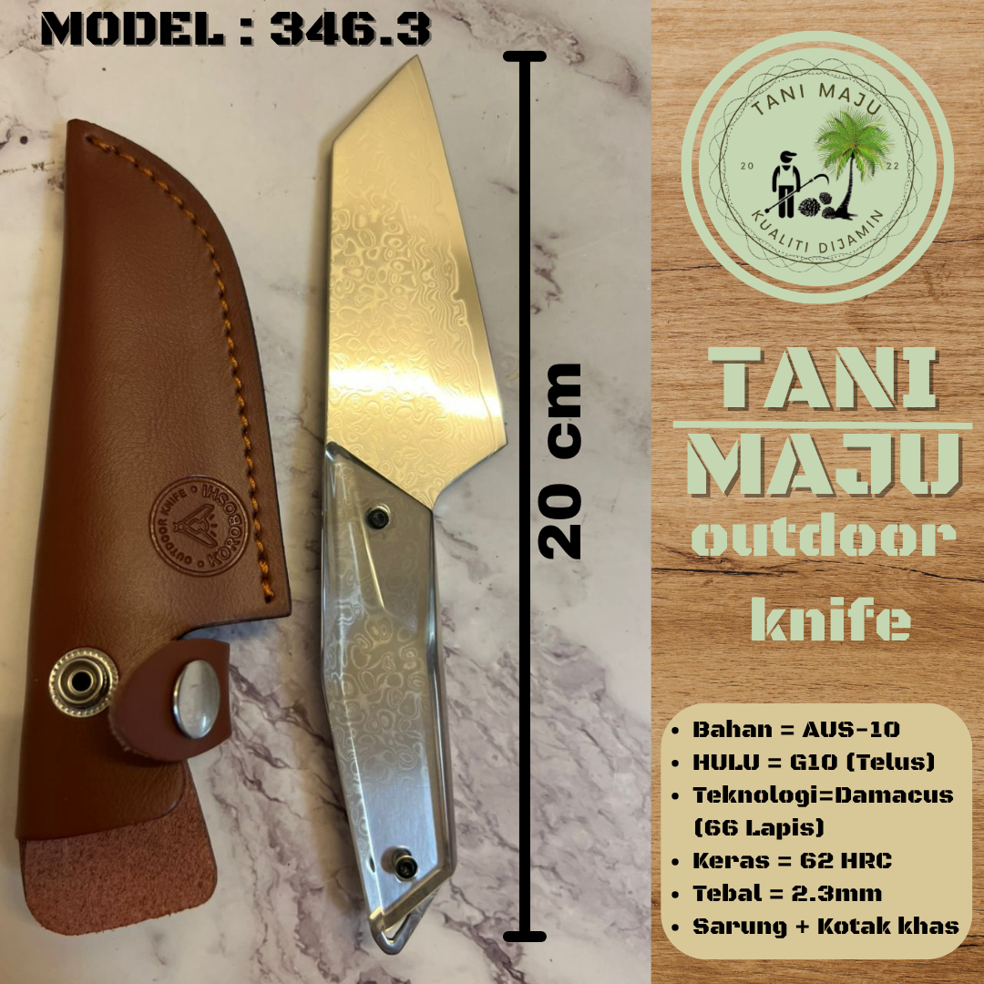 Pisau Damascus Serbaguna | 67 Lapisan Forge Camping Knife | Pisau Buah, Sayur & Daging