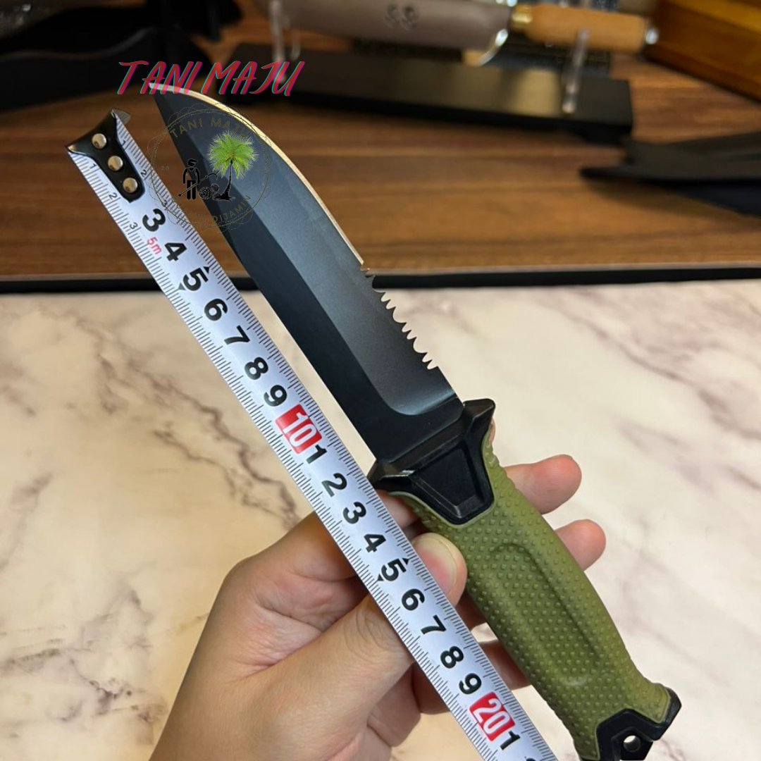 Model 300.1-300.3 / Pisau Survival Taktikal Dengan Sarung – Separuh Bergerigi, 3 Warna Pilihan