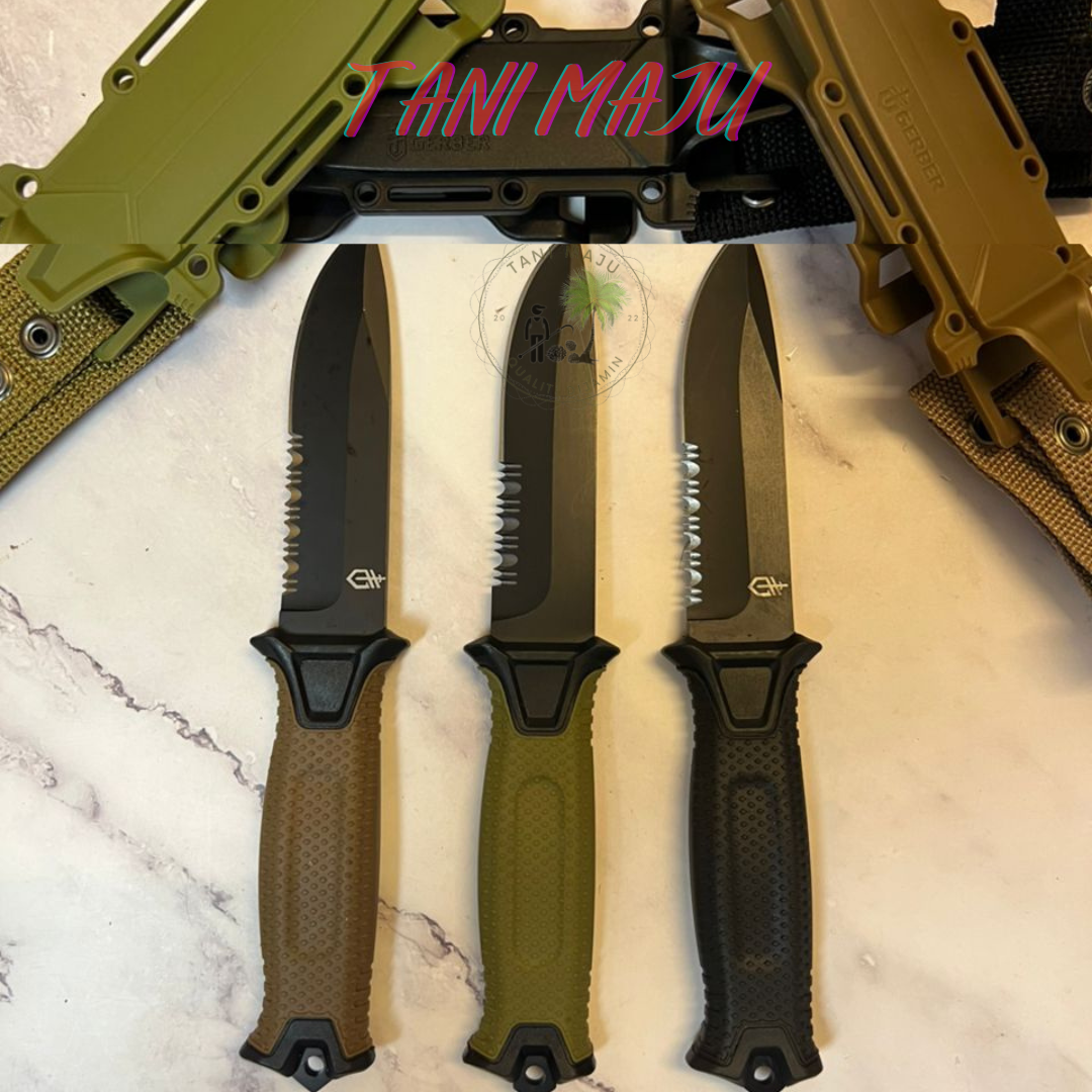 Model 300.1-300.3 / Pisau Survival Taktikal Dengan Sarung – Separuh Bergerigi, 3 Warna Pilihan