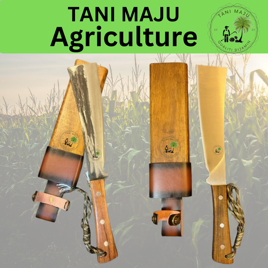 MODEL 370-371 / Pisau Tebas Tebal Keluli Spring Forged | Ketahanan Tinggi | Sarung Kayu Asli | Alat Pertanian & Aktiviti Luar
