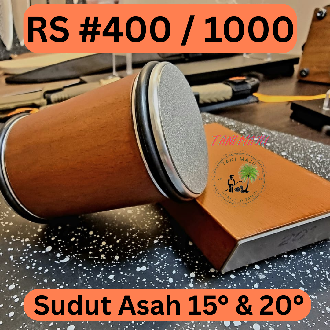 Batu Asah Pisau Dua Sisi Putih (White Corundum) Dengan Tapak & Penentu Sudut – Set Lengkap Alat AsaH