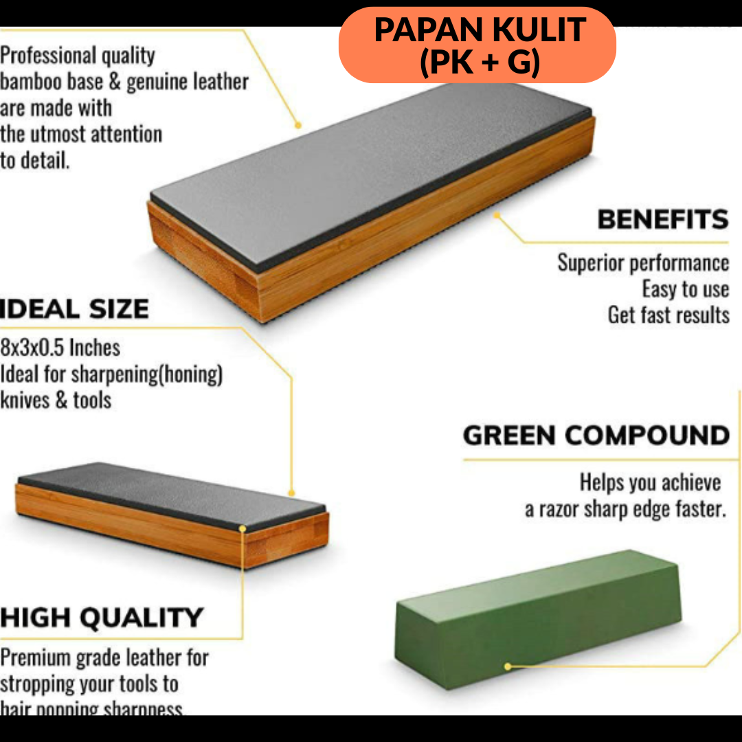 Batu Asah Pisau Dua Sisi Putih (White Corundum) Dengan Tapak & Penentu Sudut – Set Lengkap Alat AsaH