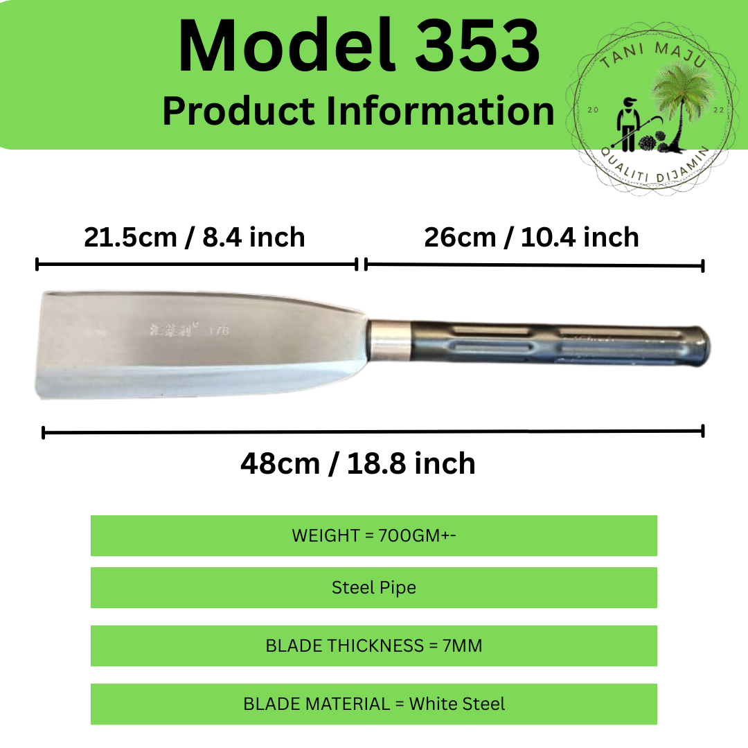 Model (352-354) Parang Bengkok & Lurus Serbaguna – Pisau Ladang, Potong Kayu, Buluh & Rumput (Keluli Karbon & Krom)