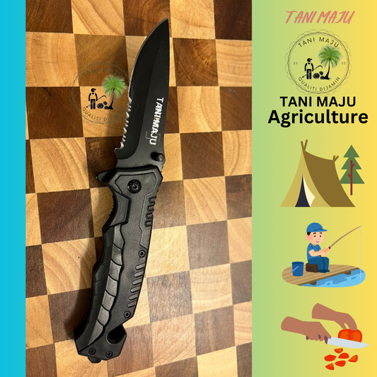 Model 297.2 / Pisau Lipat Taktikal Outdoor Warna Hitam | 8.5cm Bilah Tajam + Pemegang 11cm