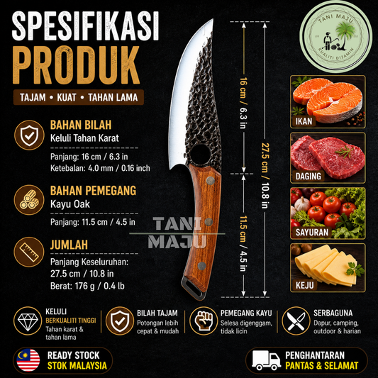 Model 467 / Pisau Dapur Premium 6 Inch Keluli Tahan Karat Handle Kayu Tajam Tahan Lama Serbaguna Kitchen Knife