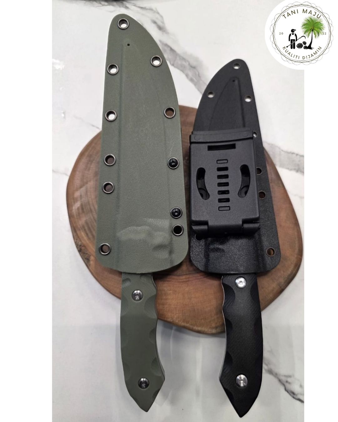 Model 588-589 / TANI MAJU Outdoor Utility Tool with Protective Sheath & Belt Clip | Black / Green
