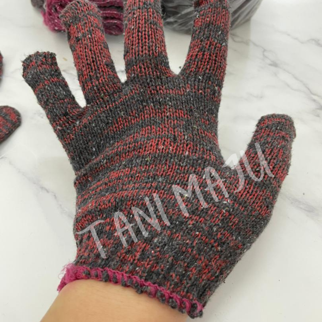 COTTON HAND GLOVE / COTTON GLOVE SARUNG TANGAN KAIN TEBAL / WORKER GLOVE / KNITTED COTTON GLOVE  (C010)