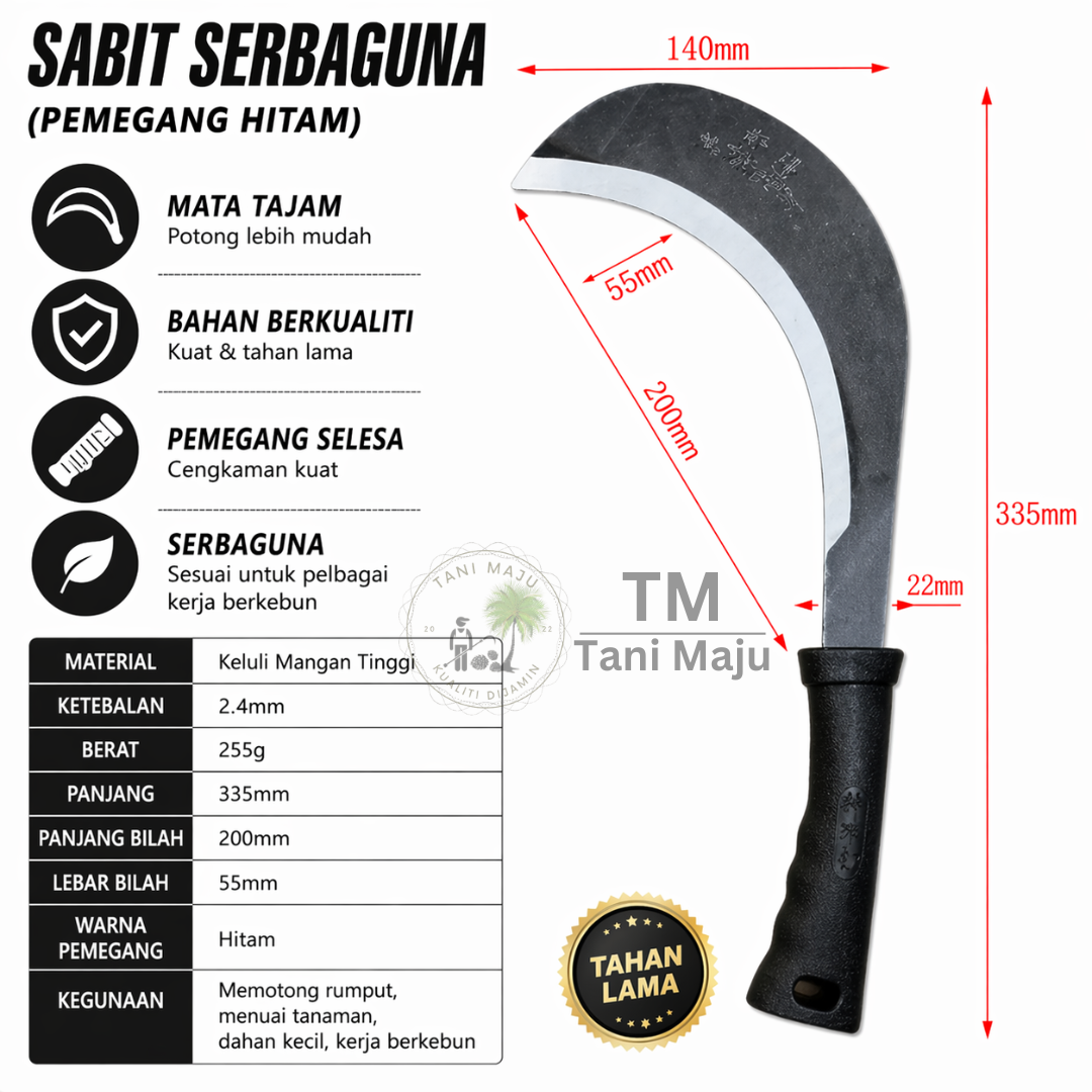 MODEL 039.7-039.8 / Alat Kebun Serbaguna Pemegang Getah | Keluli Mangan Tahan Lasak | Sesuai Untuk Kebun & Kerja Outdoor