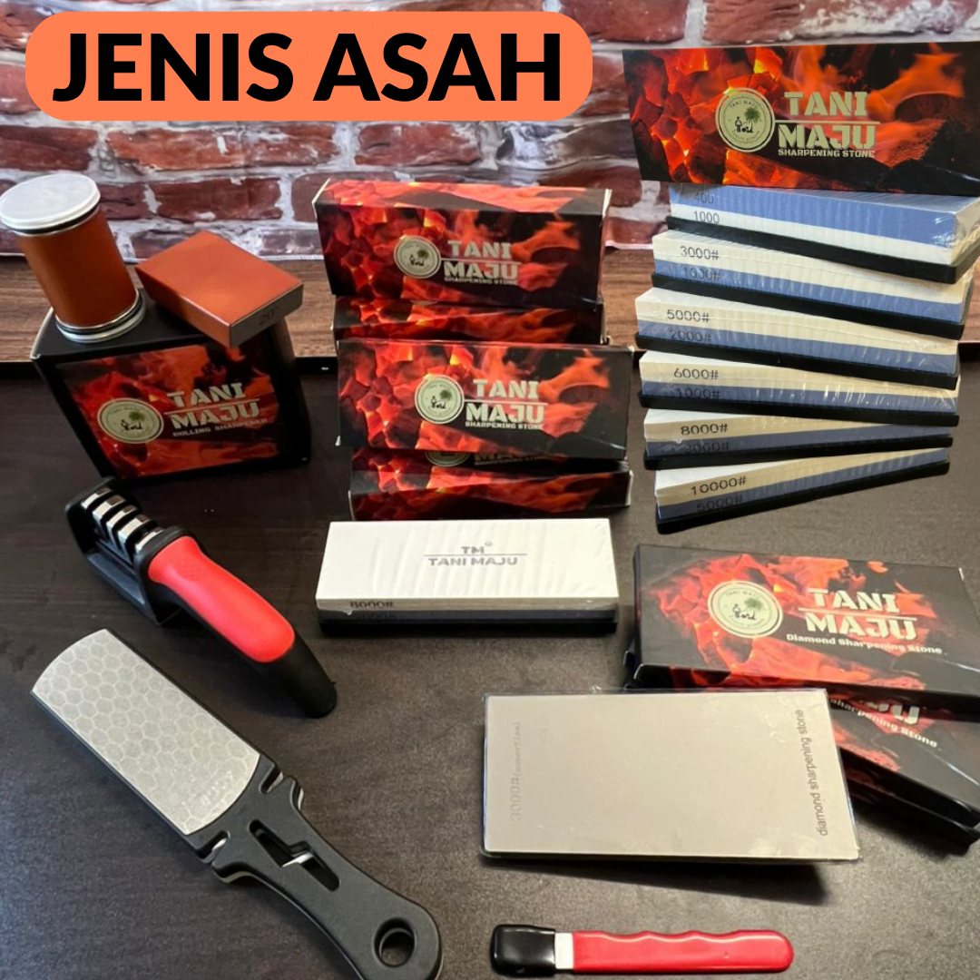 Batu Asah Pisau Dua Sisi Putih (White Corundum) Dengan Tapak & Penentu Sudut – Set Lengkap Alat AsaH