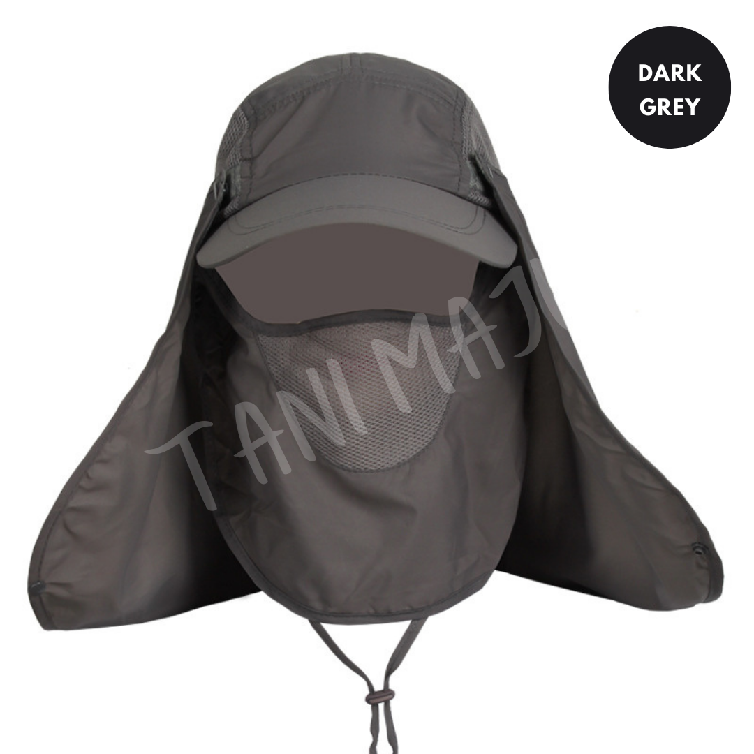 Fishing Hat 360 Full Face Cover Anti Mosquito Bucket Cap - Topi Pemancing Ikan Topi mancing Sunhat with Face Cover C008