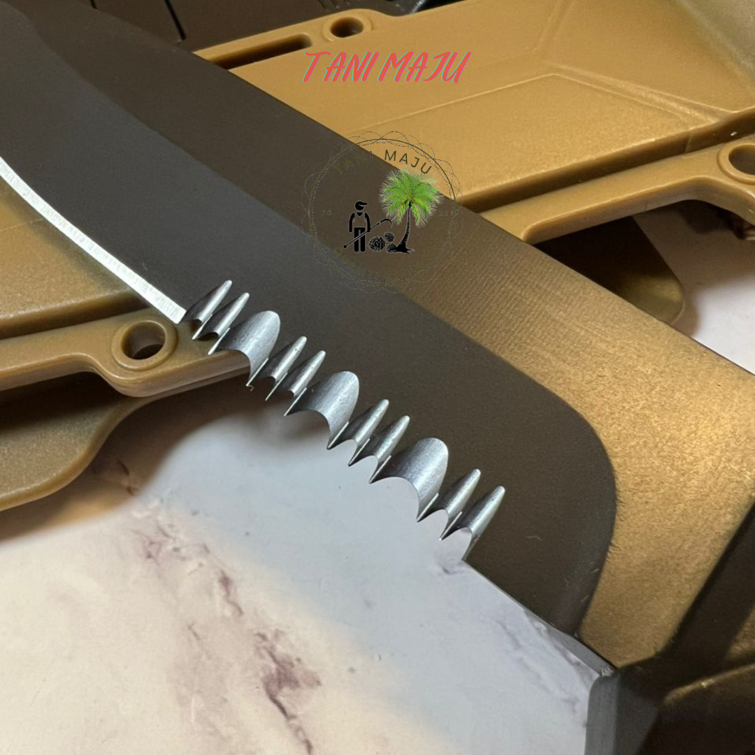Model 300.1-300.3 / Pisau Survival Taktikal Dengan Sarung – Separuh Bergerigi, 3 Warna Pilihan