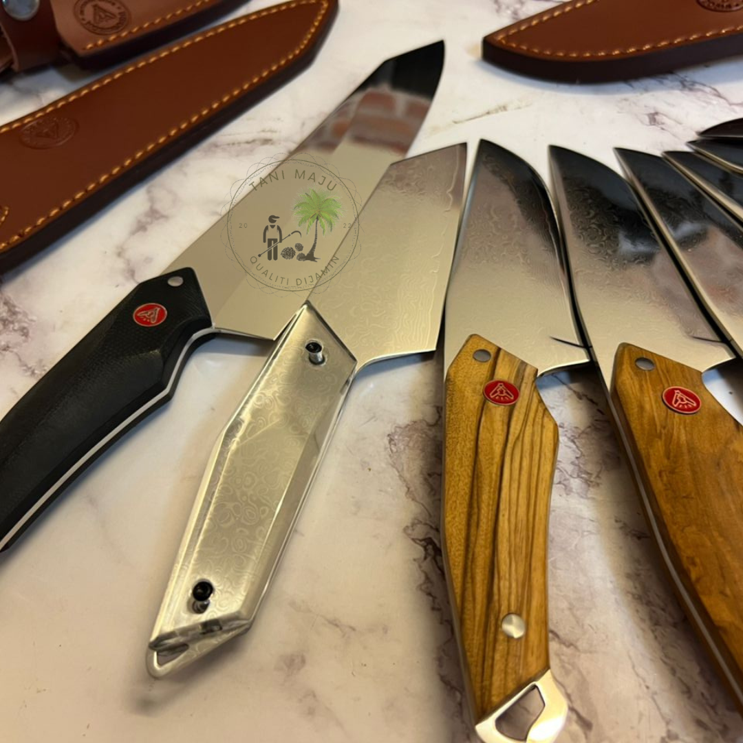 Pisau Damascus Serbaguna | 67 Lapisan Forge Camping Knife | Pisau Buah, Sayur & Daging