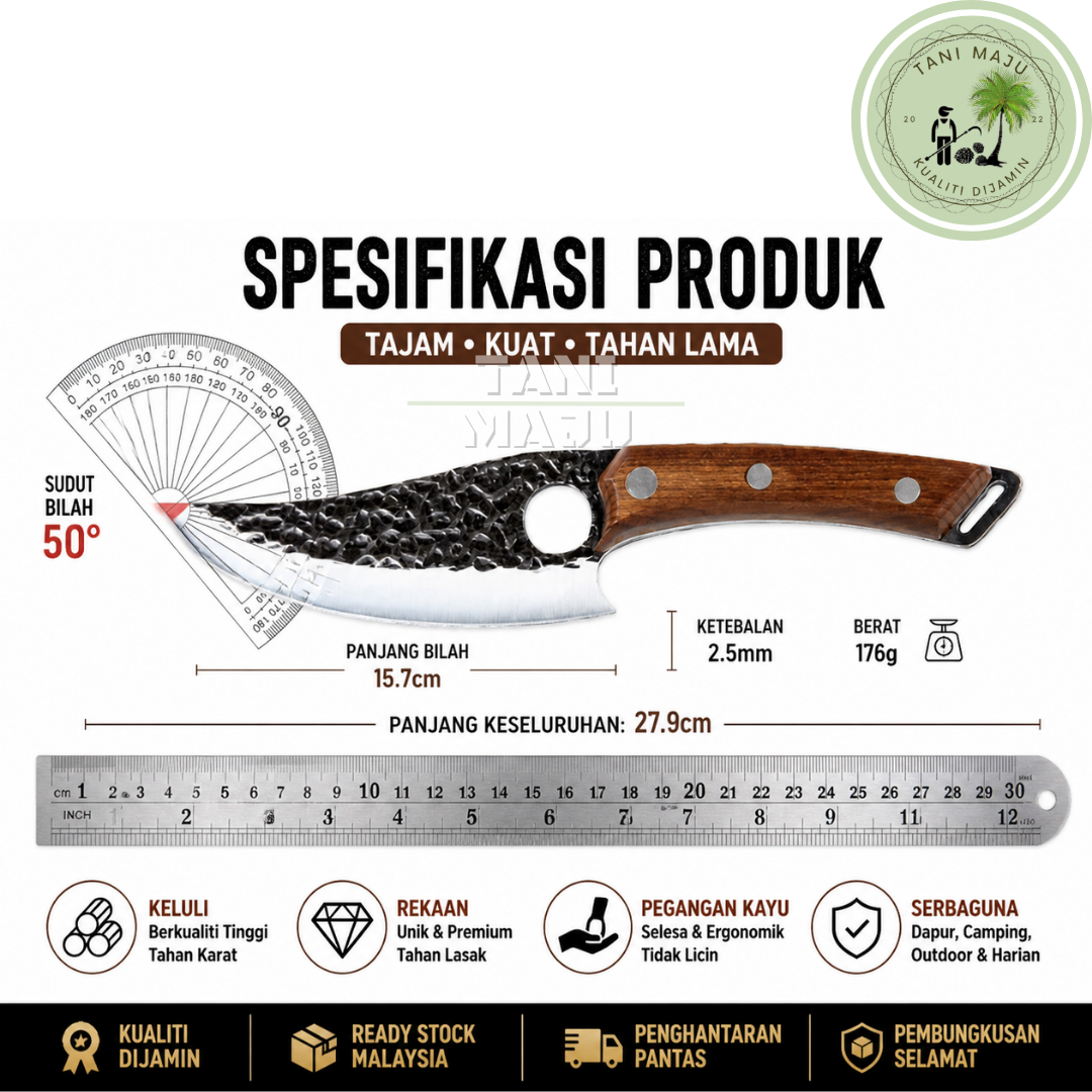 Model 467 / Pisau Dapur Premium 6 Inch Keluli Tahan Karat Handle Kayu Tajam Tahan Lama Serbaguna Kitchen Knife