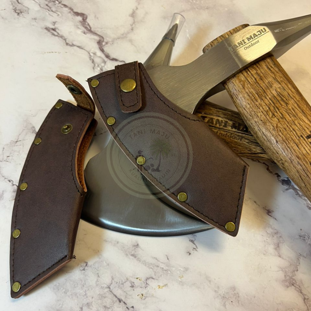 Model (410-411) Kapak Serbaguna Outdoor Tempa Tangan – Kapak Besar & Kecil Dengan Sarung | Kapak Camping, Pecah Kayu & Daging