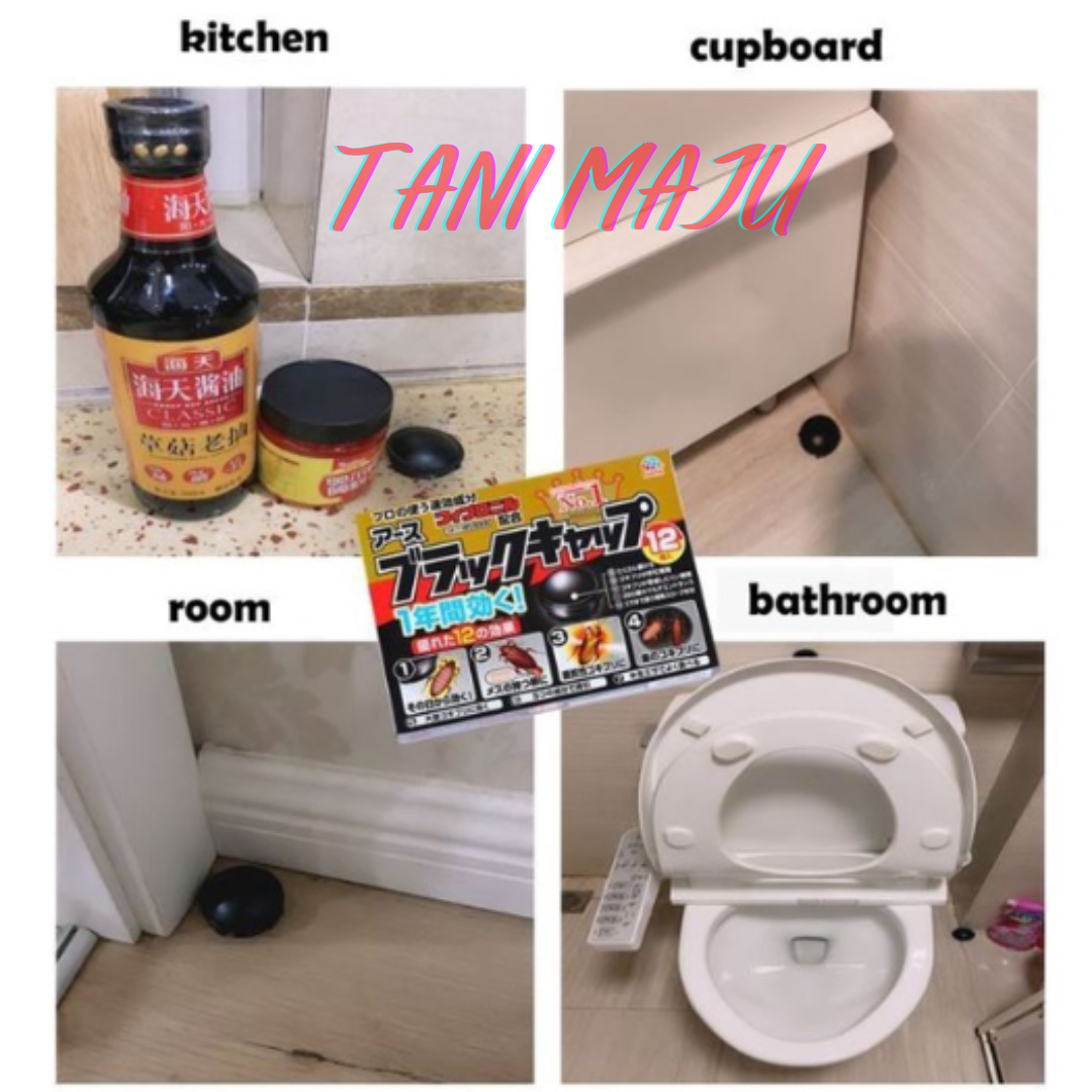 【Japan Imported】 12pcs/Box Cockroach Catch Room Black Box Trap Killer Non-toxic Safe/ Japanese Kill Cockroach / (Model 259)