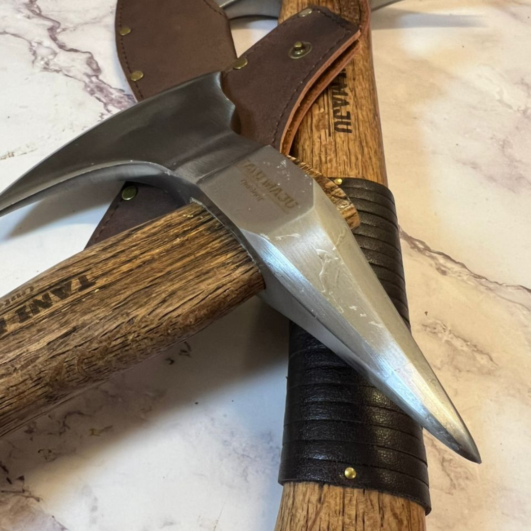 Model (410-411) Kapak Serbaguna Outdoor Tempa Tangan – Kapak Besar & Kecil Dengan Sarung | Kapak Camping, Pecah Kayu & Daging