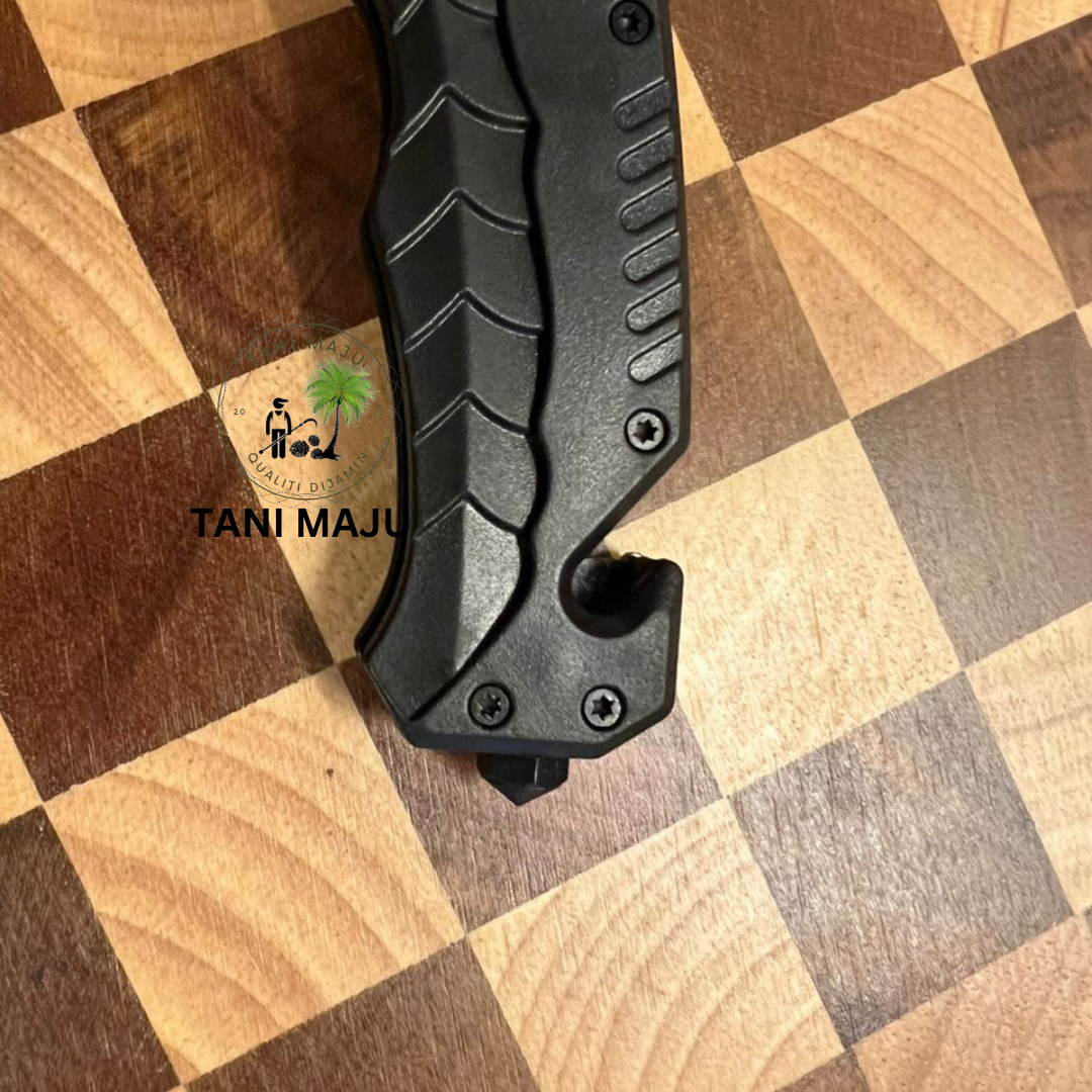 Model 297.2 / Pisau Lipat Taktikal Outdoor Warna Hitam | 8.5cm Bilah Tajam + Pemegang 11cm