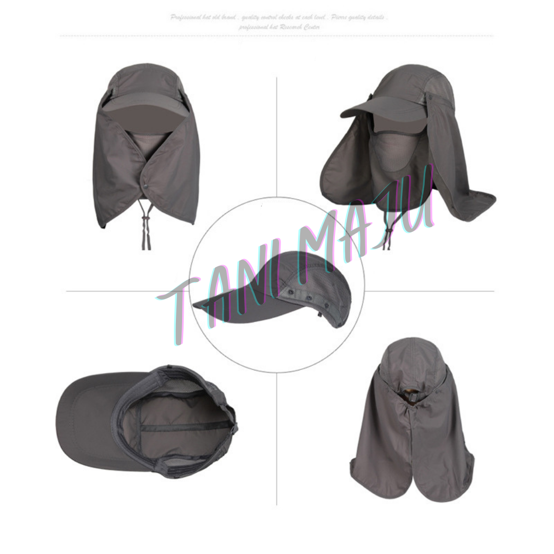 Fishing Hat 360 Full Face Cover Anti Mosquito Bucket Cap - Topi Pemancing Ikan Topi mancing Sunhat with Face Cover C008