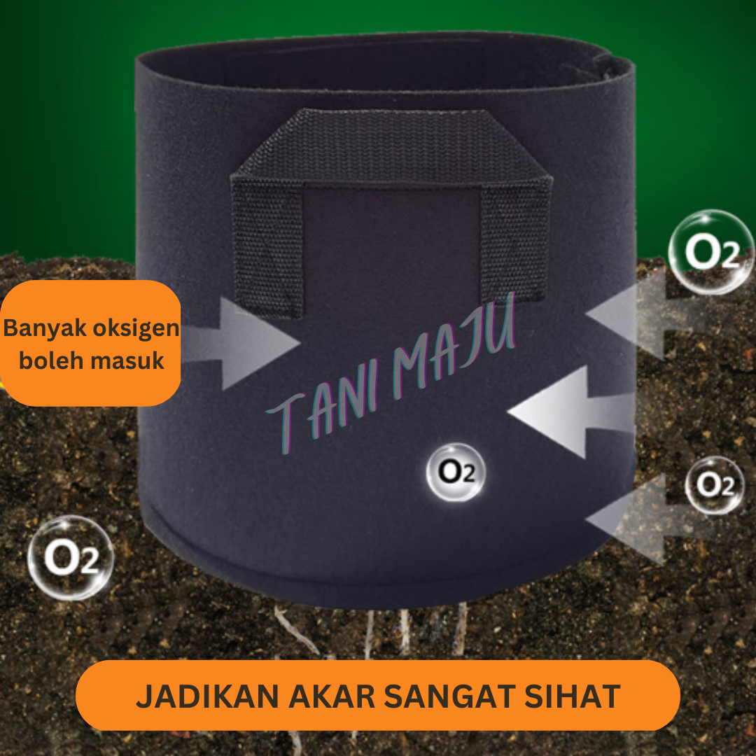 AgroBuddy 1/2/3/5/7/10 Gallon Felt Non-woven Fabric Beg Tanaman Saiz Kecil Hitam Plant Growing Bag / 无纺布毛毡植物种植袋 / (Model 175)