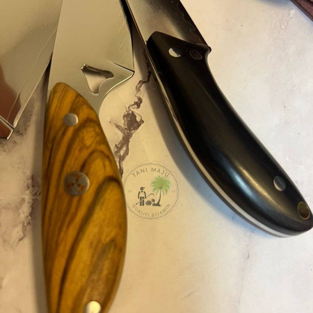 Pisau Damascus Serbaguna | 67 Lapisan Forge Camping Knife | Pisau Buah, Sayur & Daging