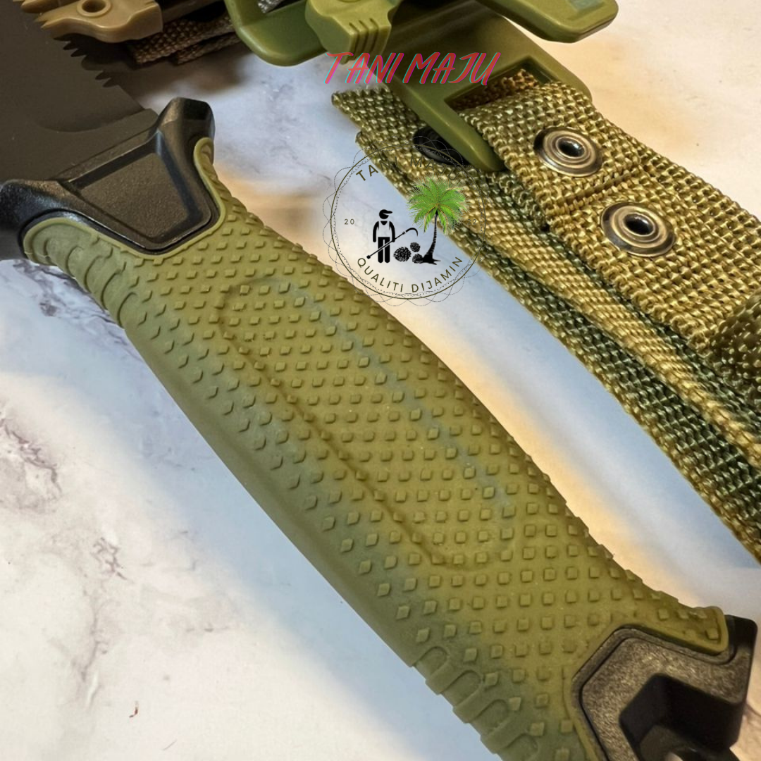 Model 300.1-300.3 / Pisau Survival Taktikal Dengan Sarung – Separuh Bergerigi, 3 Warna Pilihan