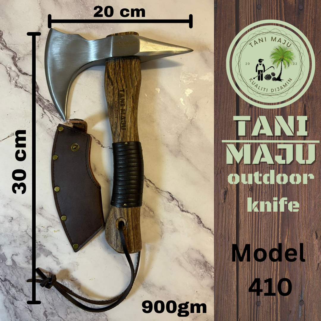 Model (410-411) Kapak Serbaguna Outdoor Tempa Tangan – Kapak Besar & Kecil Dengan Sarung | Kapak Camping, Pecah Kayu & Daging