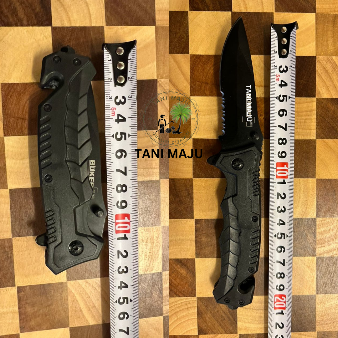 Model 297.2 / Pisau Lipat Taktikal Outdoor Warna Hitam | 8.5cm Bilah Tajam + Pemegang 11cm